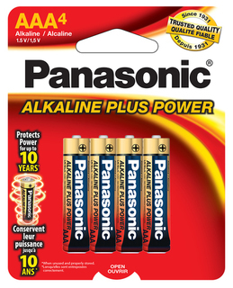 Panasonic AAA Alkaline 4 Pack - Carded - AM4PA4B Product Image